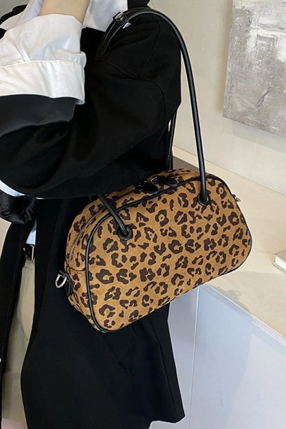 Leopard Suede Medium Shoulder Bag Easy Apparels