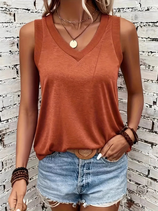 Trendsi V-Neck Tank Orange
