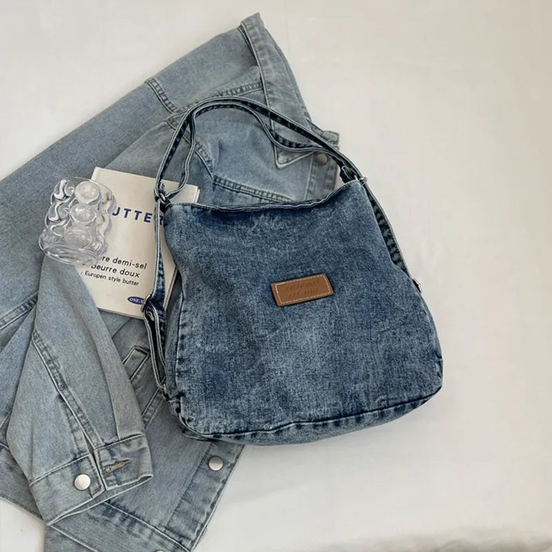 Adjustable Strap Denim Shoulder Bag Easy Apparels