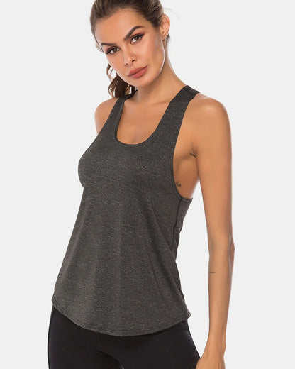 Full Size Scoop Neck Wide Strap Active Tank Easy Apparels