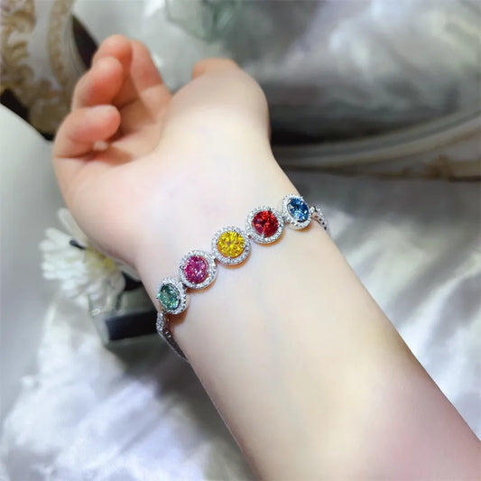 5 Carat 925 Sterling Silver Moissanite Bracelet Multicolor One Size Easy Apparels