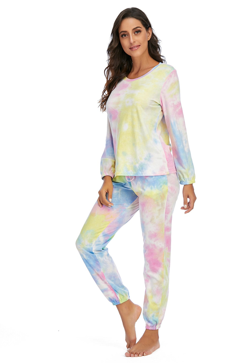 Tie-Dye Top and Drawstring Pants Lounge Set Easy Apparels