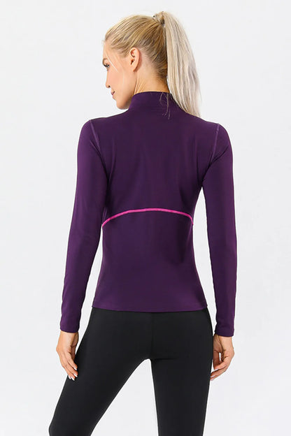 Mock Neck Quarter Zip Active T-Shirt Easy Apparels