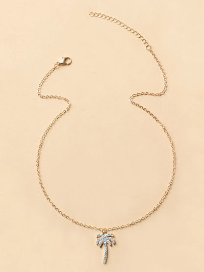 Zircon Palm Tree Pendant Necklace Easy Apparels