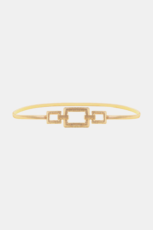 Square Shape Zinc Alloy Buckle Iron Belt Gold One Size Easy Apparels