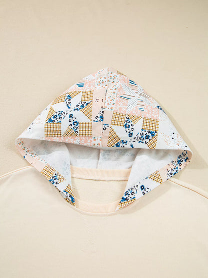 Geo Pattern Patchwork Hoodie with Kangaroo Pocket Easy Apparels