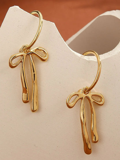 18K Gold-Plated Bow Tie Drop Earrings Easy Apparels