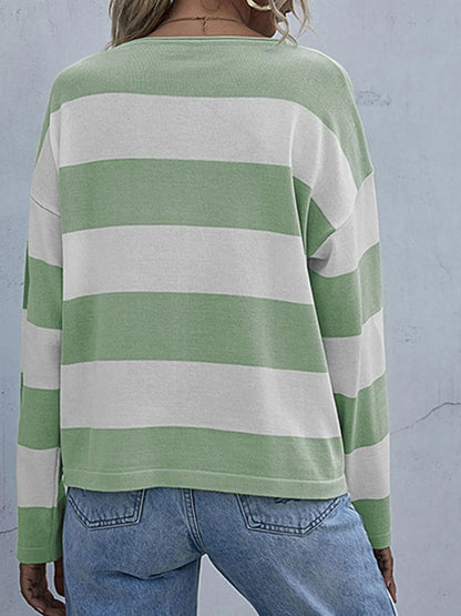 Trendsi Striped Casual Long Sleeve Knit Top