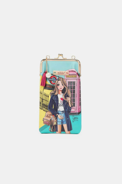 Nicole Lee USA Printed Kisslock Phone and Sunglass Purse Miss Your Call One Size Easy Apparels