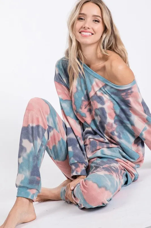 BiBi Tie Dye French Terry Casual Pants Easy Apparels