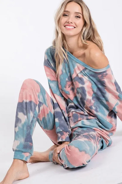 BiBi Tie Dye French Terry Casual Pants Easy Apparels