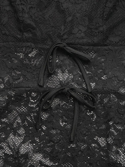 Trendsi Lace Long Sleeve V-Neck Bodysuit
