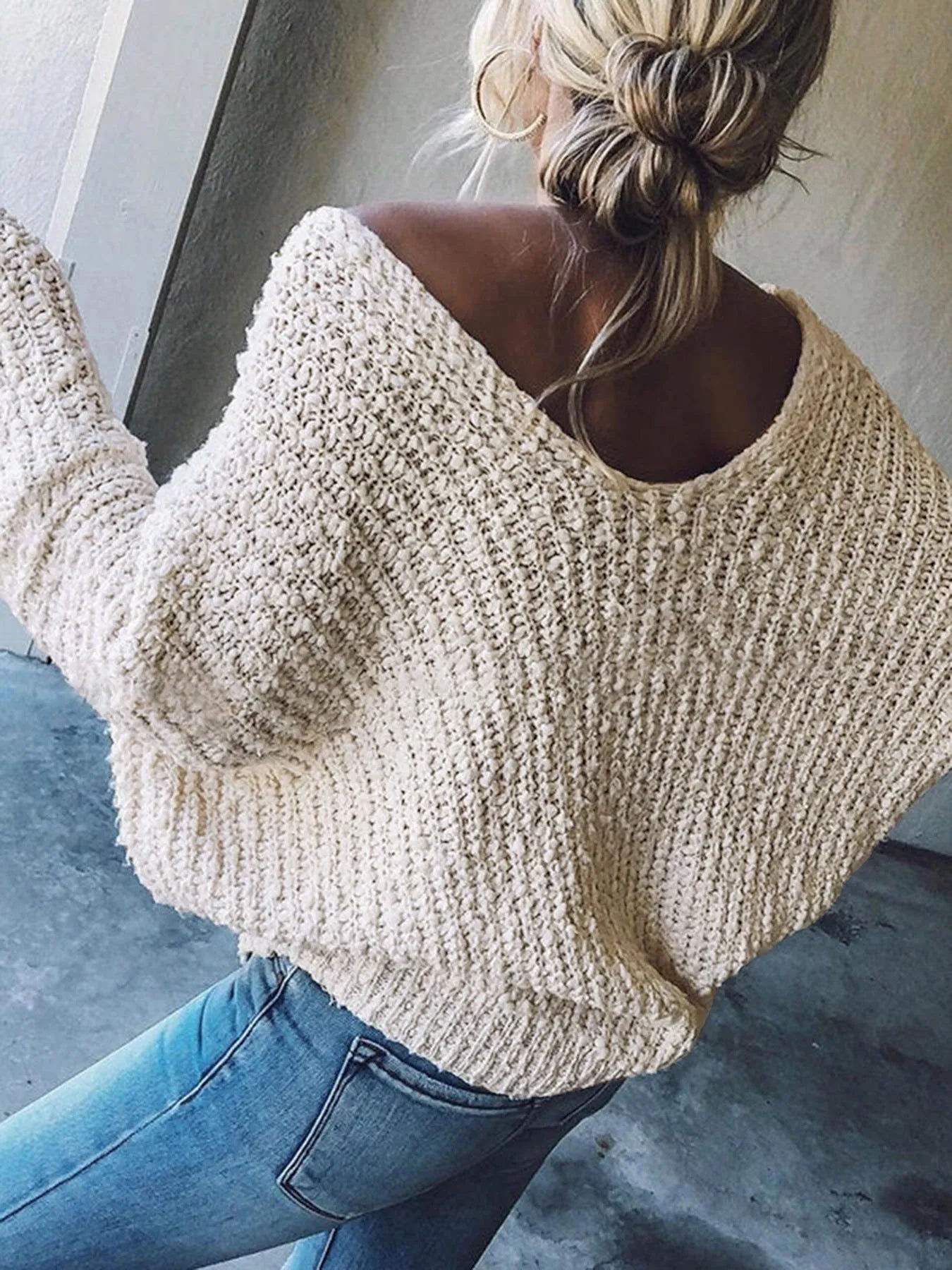 Trendsi V-Neck Long Sleeve Sweater
