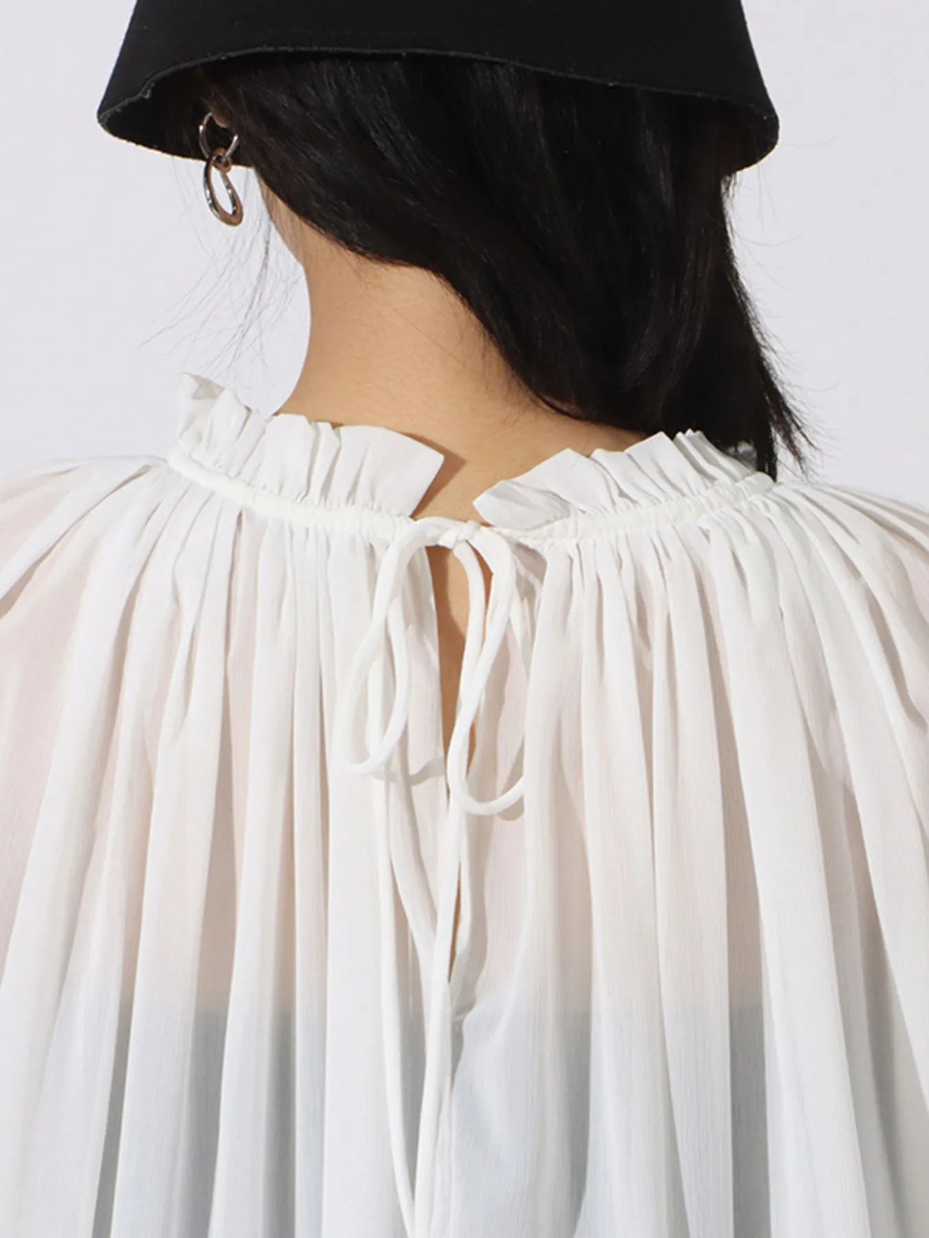 Trendsi Ruffled Hem Long Sleeve Blouse White One size fits all