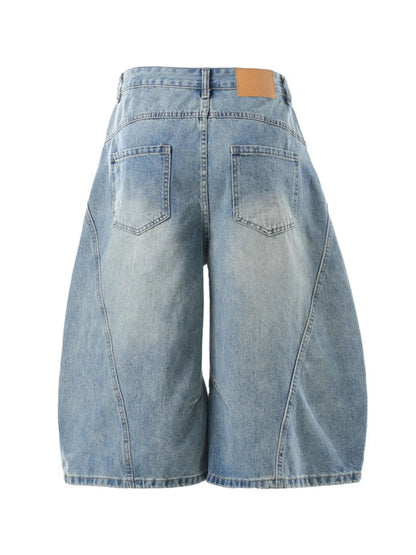 Men's Washed Wide Leg Denim Shorts Easy Apparels