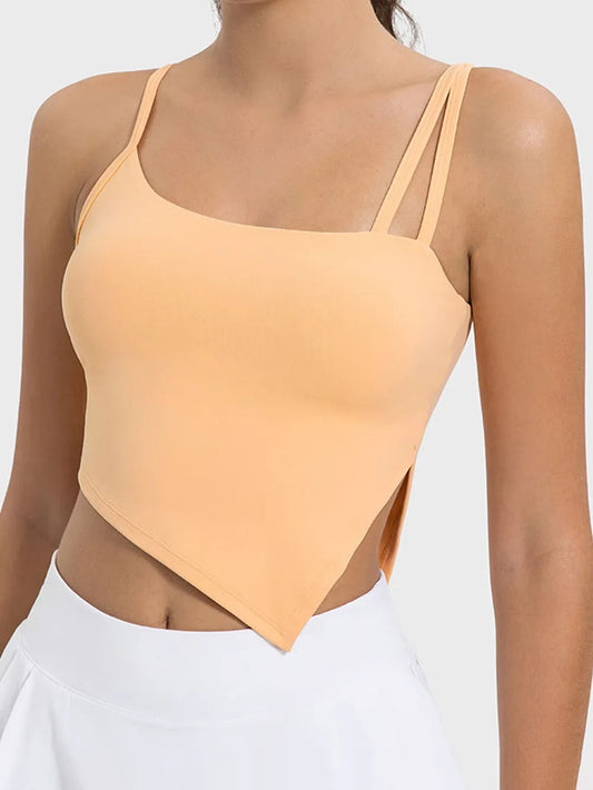 Millennia Slit Asymmetrical Neck Active Cami Sherbet Easy Apparels