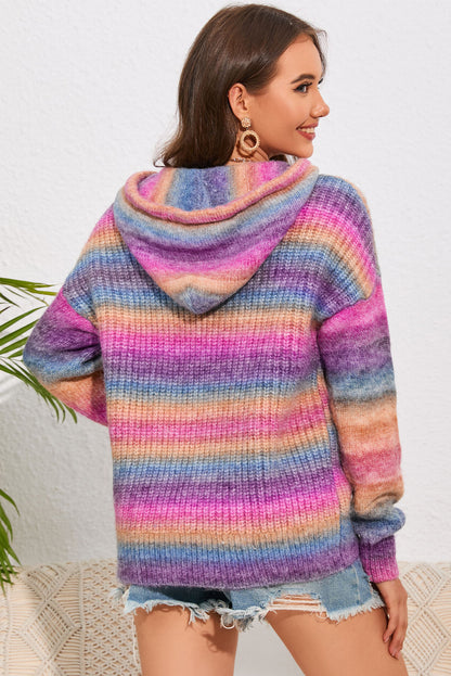 Multicolor Dropped Shoulder Hooded Sweater Easy Apparels