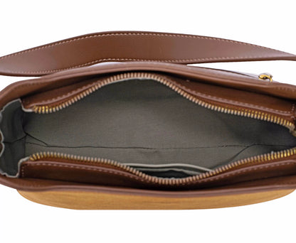 David Jones Two Tone Leather Shoulder Bag with Adjustable Strap Easy Apparels