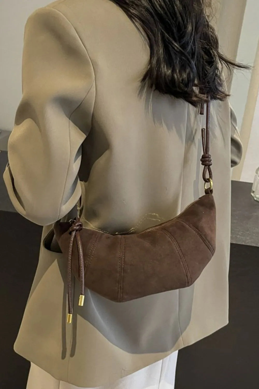 PU Leather Strap Suede Shoulder Bag Easy Apparels