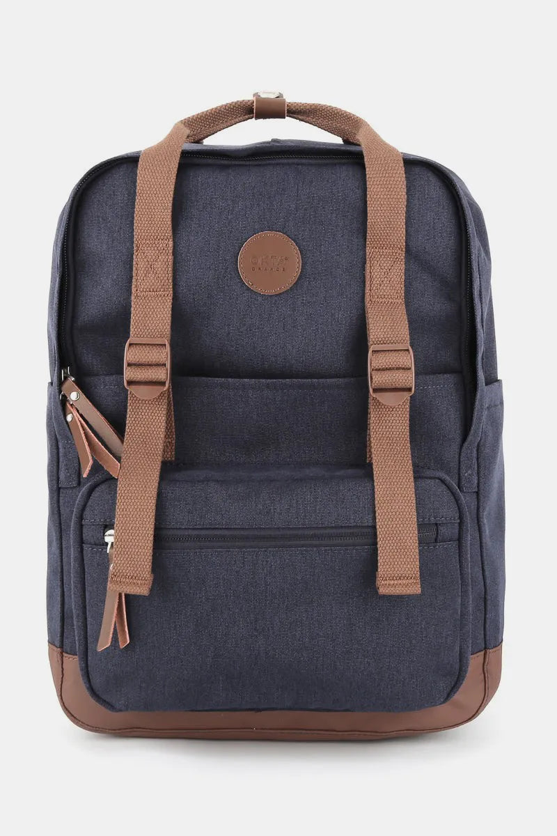 Himawari Waterproof Canvas Backpack Bag with Side Pockets Navy One Size Easy Apparels