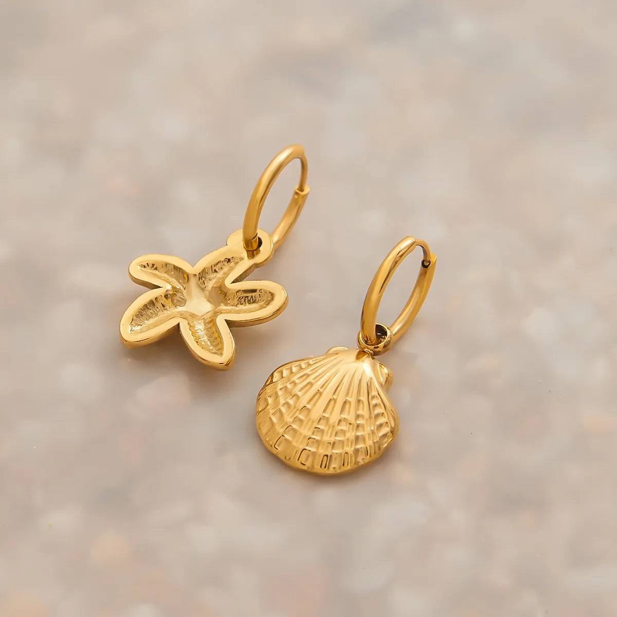Vintage Gold Seashell & Starfish Drop Earrings Easy Apparels