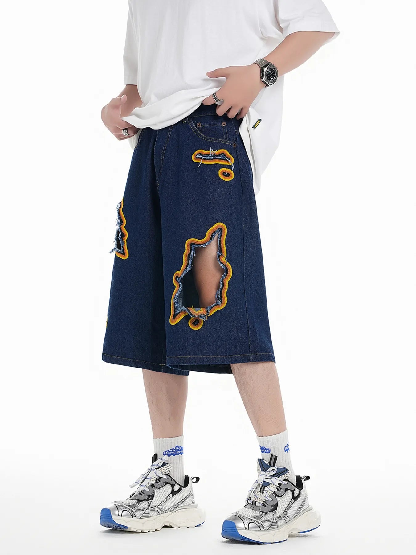 Men's Distressed Loose Fit Denim Shorts Easy Apparels