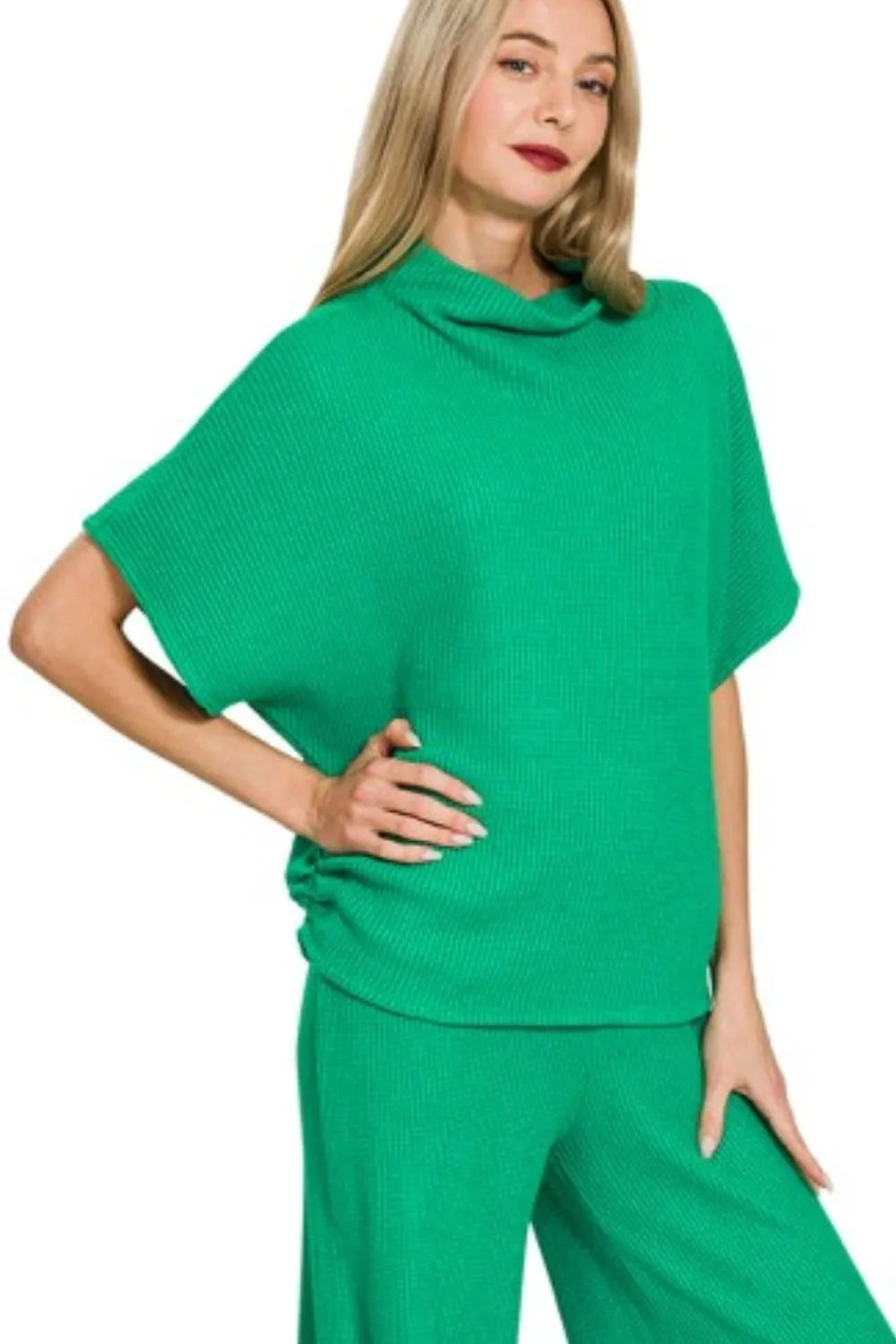 Zenana Sweater Mock Neck Top & Long Pants Set Easy Apparels