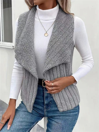 Open Front Fuzzy Vest Coat Easy Apparels