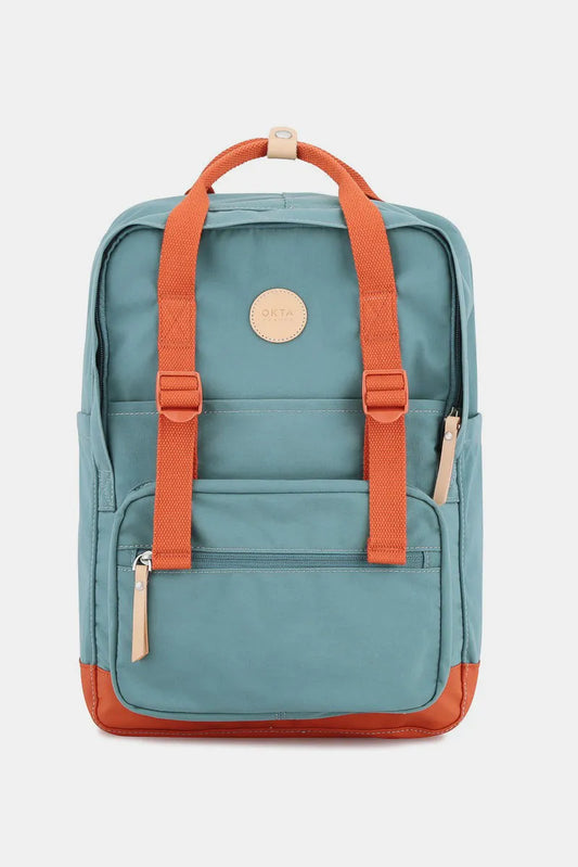 Himawari Waterproof Canvas Backpack Bag with Side Pockets Teal One Size Easy Apparels