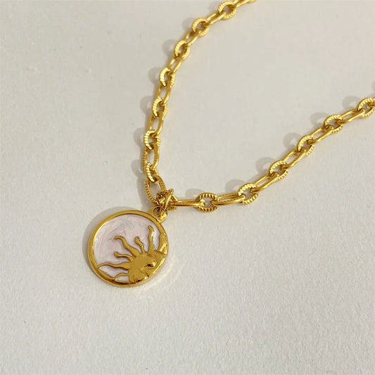 Titanium Steel Sun & Moon Necklace Sun One Size Easy Apparels