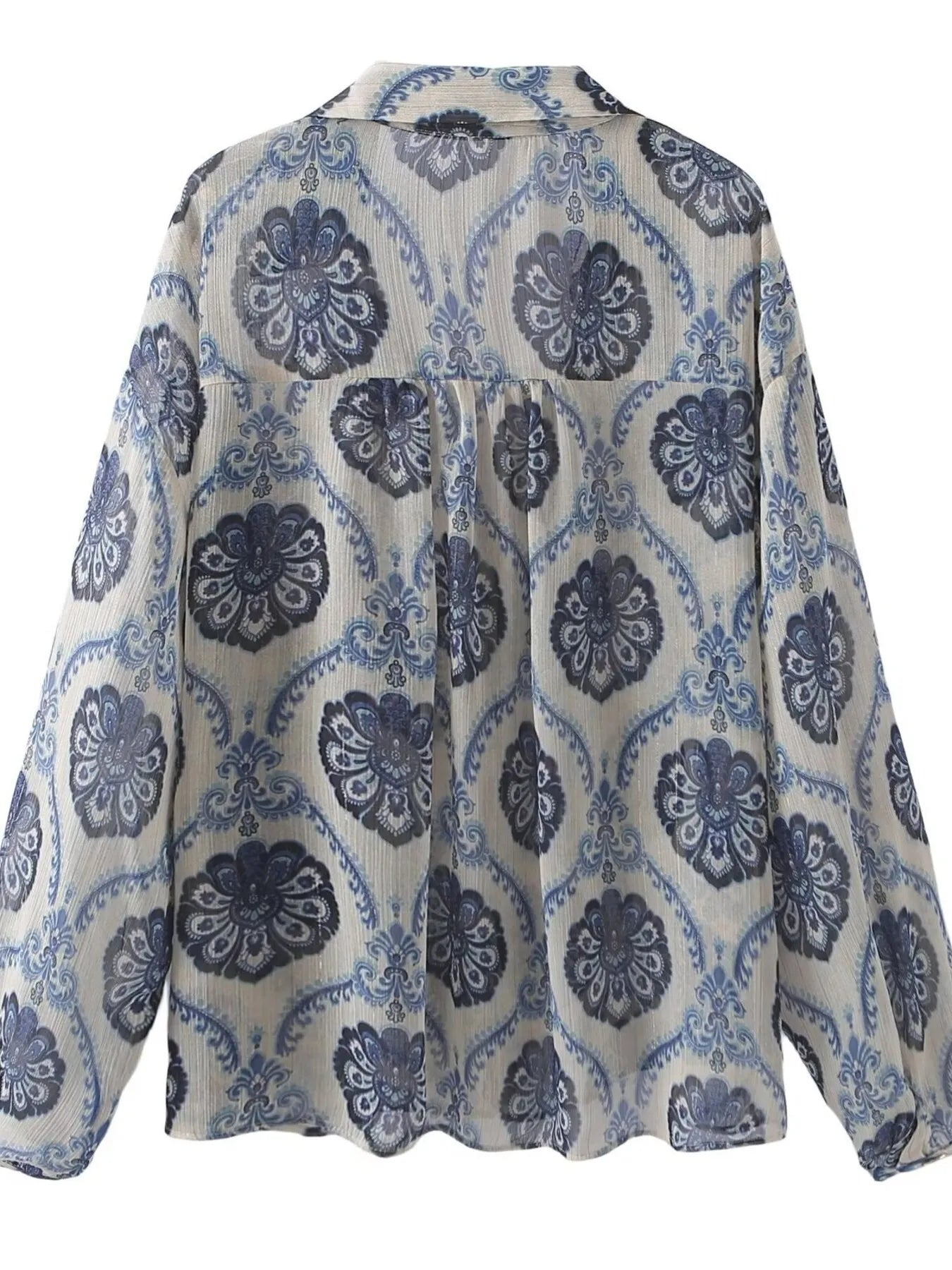 Trendsi Printed Button Up Long Sleeve Dress