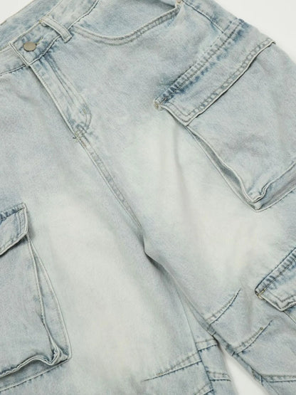 Men's Wide Leg Cargo Denim Shorts Easy Apparels