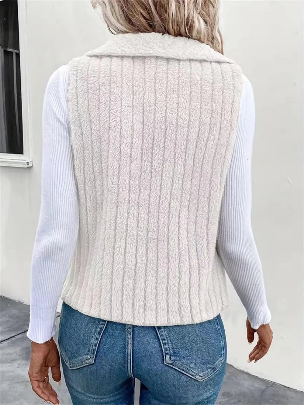Open Front Fuzzy Vest Coat Easy Apparels