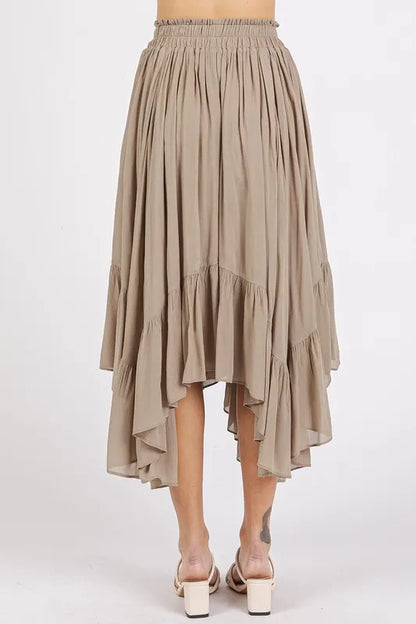 Mittoshop Handkerchief Hem Elastic Waist Pocket Midi Skirt Easy Apparels