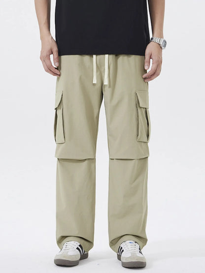 Men's Full Size Multi-Pocket Tactical Cargo Pants with Drawstring Waist Plus Size Easy Apparels