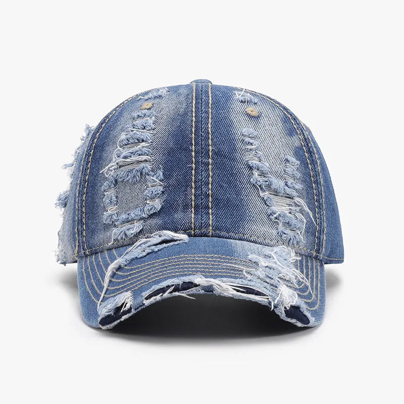 Distressed Adjustable Cotton Baseball Cap Light One Size Easy Apparels