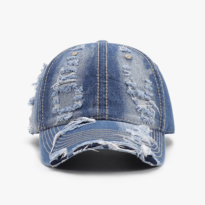 Distressed Adjustable Cotton Baseball Cap Light One Size Easy Apparels