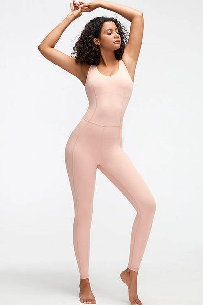 Crisscross Wide Strap Active Jumpsuit Easy Apparels