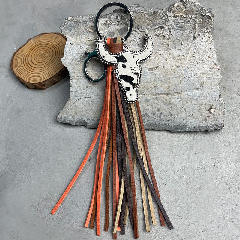 Bull Shape Fringe Key Chain Style B One Size Easy Apparels