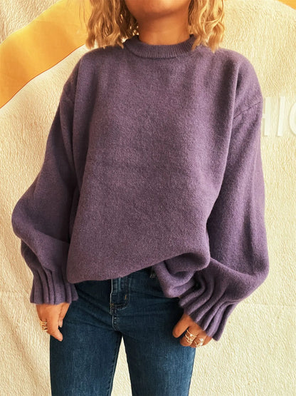 Trendsi Round Neck Dropped Shoulder Sweater