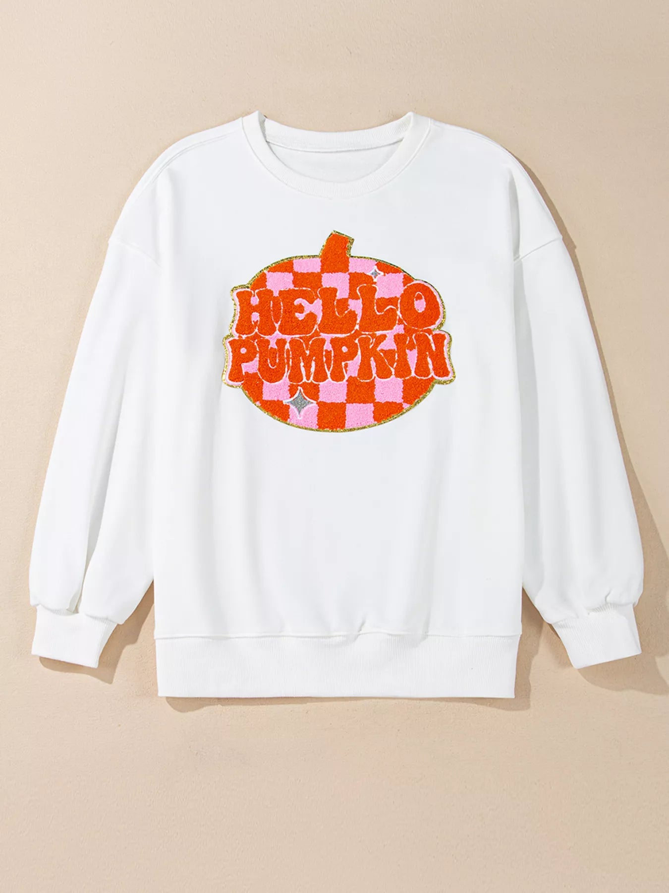 Halloween Pumpkin Patched Pattern Long Sleeve Sweatshirt Easy Apparels