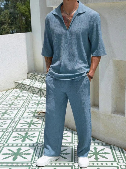 Men's Plus Size Half Sleeve Top and Pants Set Easy Apparels