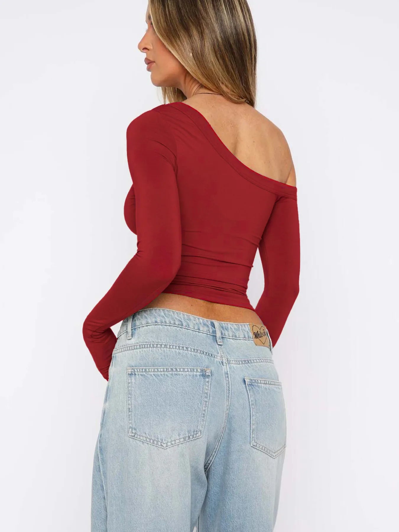 Trendsi One Shoulder Long Sleeve Crop T-Shirt