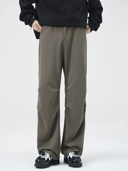 Men's Full Size Wide Leg Relaxed Fit Pants Plus Size Brown Easy Apparels
