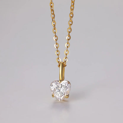 Heart Shape Pendant Necklace Gold One Size Easy Apparels