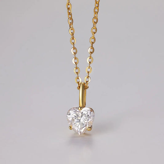 Heart Shape Pendant Necklace Gold One Size Easy Apparels
