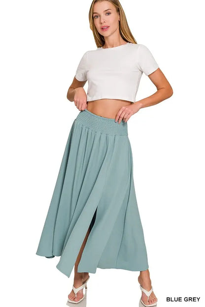 Zenana Heavy Woven Span Crop Tee & Skirt Set Easy Apparels