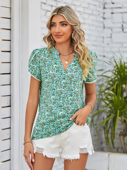 Trendsi Mandy Floral Notched Neck Blouse