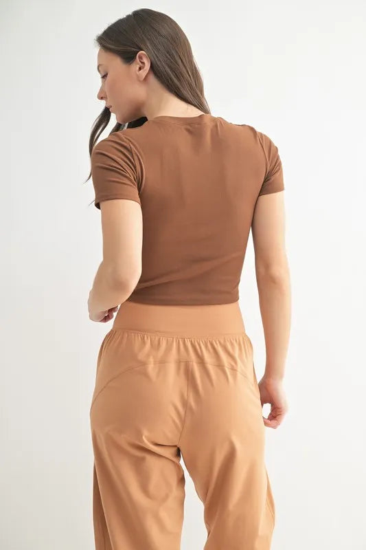 MONO B Essential Micro-ribbed Cropped Athleisure Tee Easy Apparels