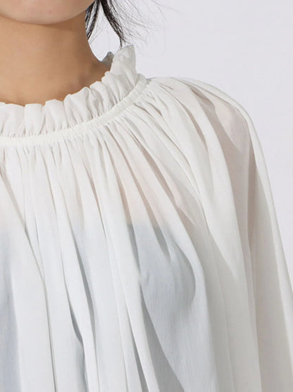 Trendsi Ruffled Hem Long Sleeve Blouse